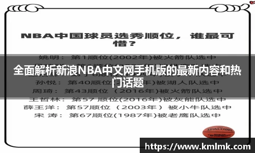 全面解析新浪NBA中文网手机版的最新内容和热门话题